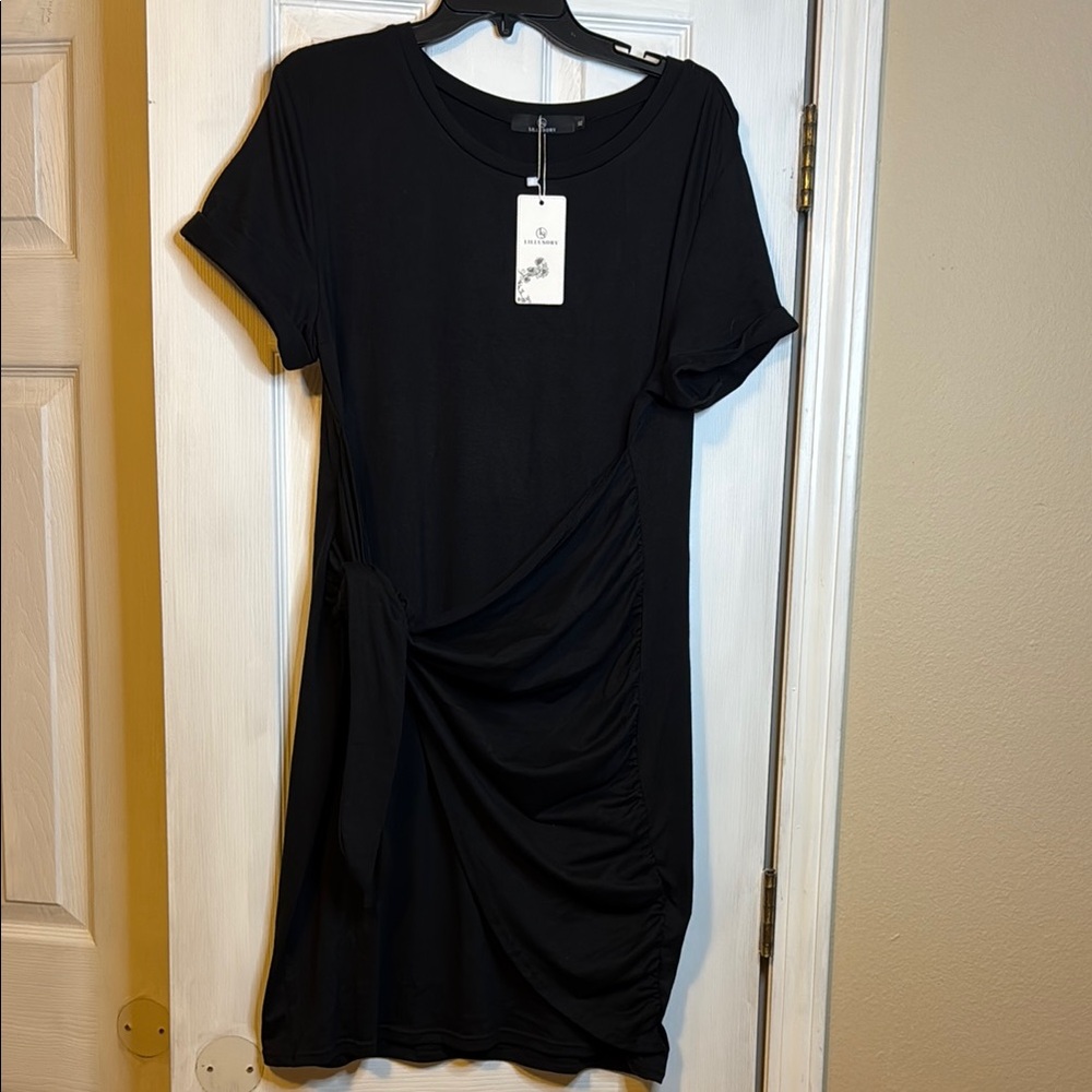 LILLUSORY Womens Casual Short Sleeve Shirt Dress 2025 Summer Wrap Sundress